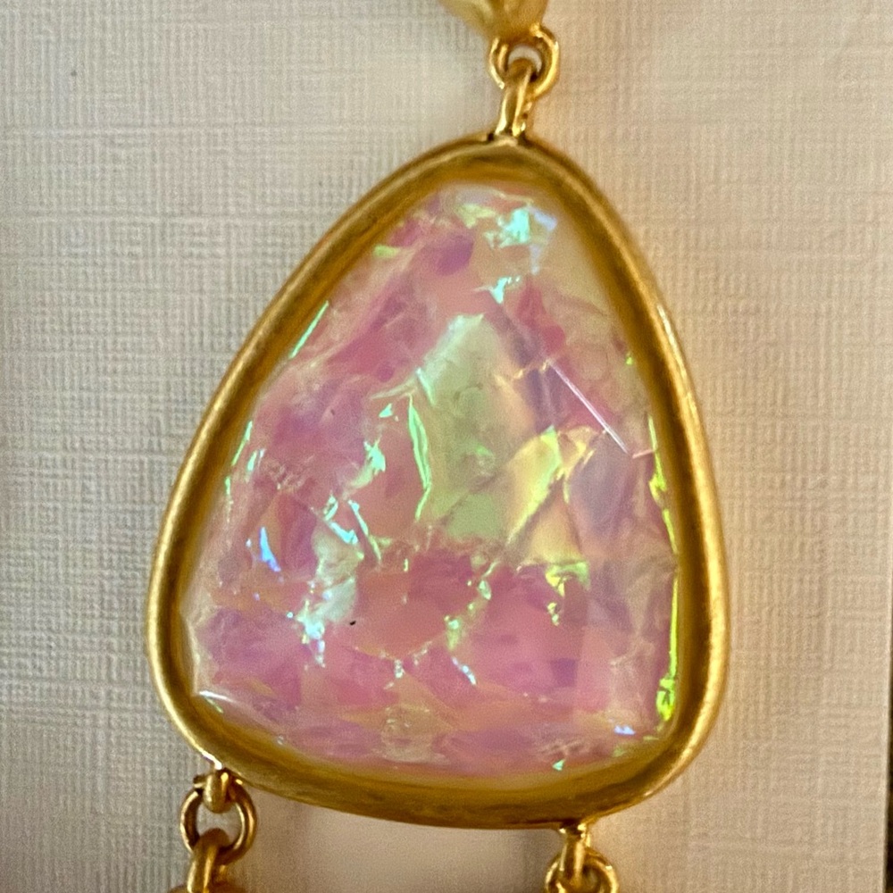 Gorgeous Margot Gold Abalone Statement Earrings - NWOT - Picture 3 of 4
